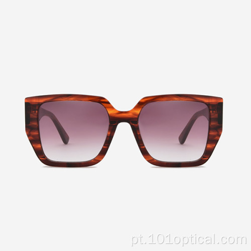 Óculos de sol feminino de acetato quadrado angular